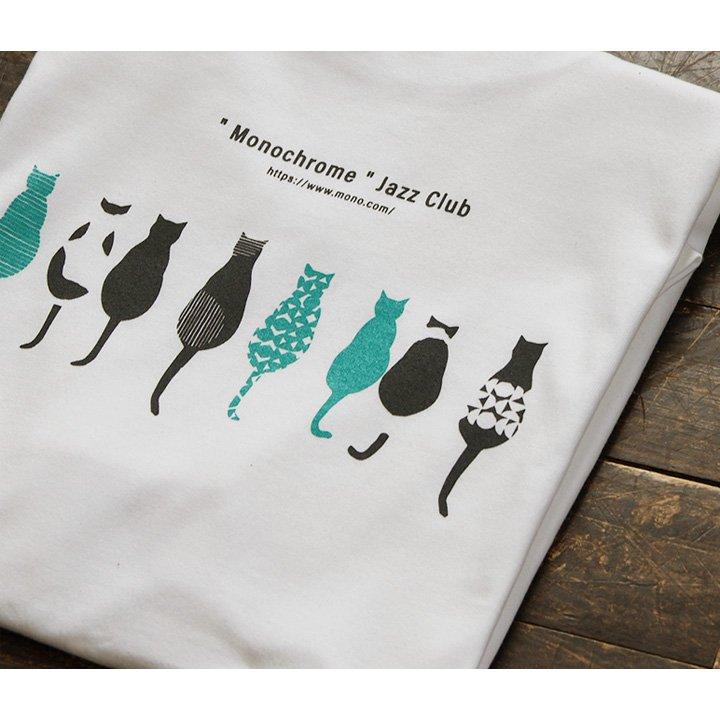 tシャツ 半袖 メンズ レディース コットン 綿100％ カジュアル モノクローム ジャズ 猫 バック プリント ボックスシルエット パティ SAIL セイル | PATY | 07