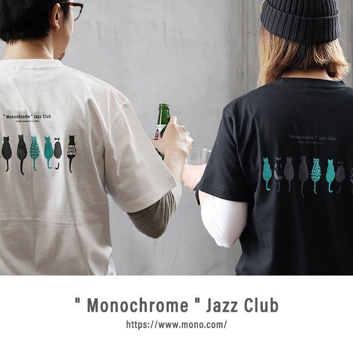 tシャツ 半袖 メンズ レディース コットン 綿100％ カジュアル モノクローム ジャズ 猫 バック プリント ボックスシルエット パティ SAIL セイル | PATY | 08
