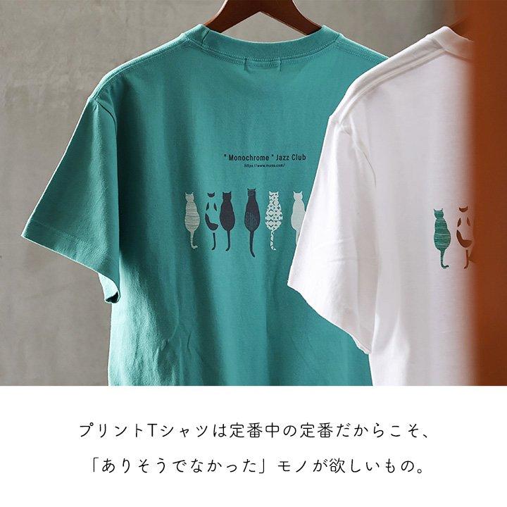tシャツ 半袖 メンズ レディース コットン 綿100％ カジュアル モノクローム ジャズ 猫 バック プリント ボックスシルエット パティ SAIL セイル | PATY | 09