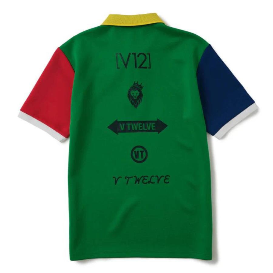 V12 ブイトゥエルブ CRAZY LINE UP POLO メンズ ポロシャツ 半袖