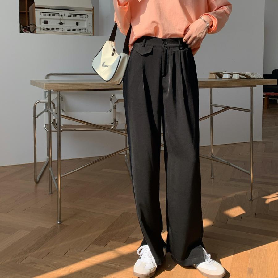 タックインスリットスラックス レディース ゆったり カジュアルパンツ シミラー くすみ色 ボトムス パンツ 02 Monety 通販 Yahoo ショッピング