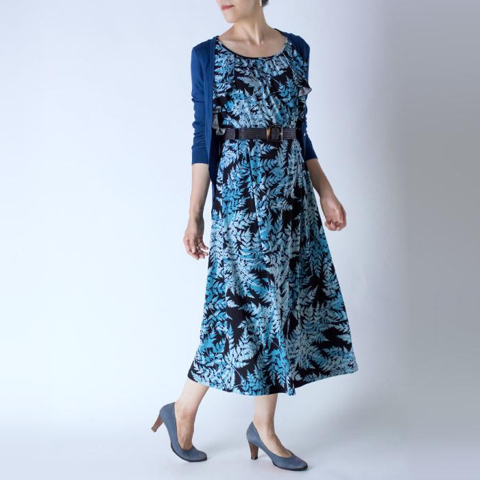 フリルスリーブ ワンピース ハワイアン パラパライ柄 リゾートライン fswr-81008 