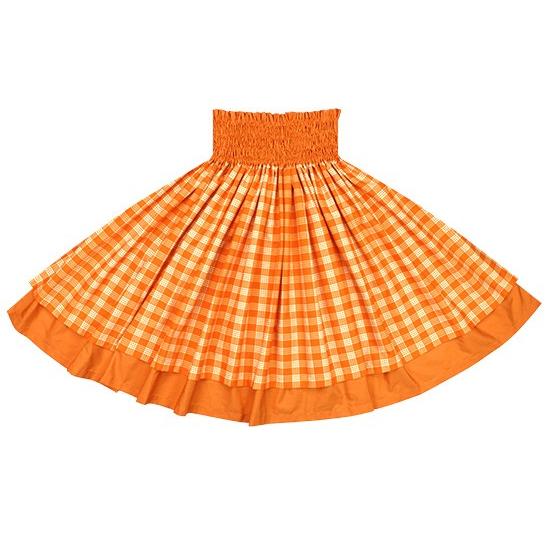 高評価！ ダブルパウスカート オレンジのパラカ柄 ビビッドオレンジの無地 dpau-2028OR スカート（パウスカート）