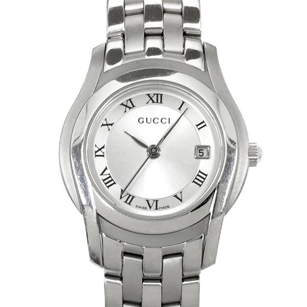 387 GUCCI グッチ 5500L 腕時計 デイト クォーツ シルバー文字盤