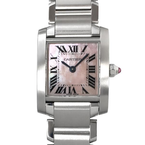 カルティエ タンクフランセーズSM W51028Q3 クォーツ ステンレススチール ピンクシェル マザーオブパール 長方形 Cartier