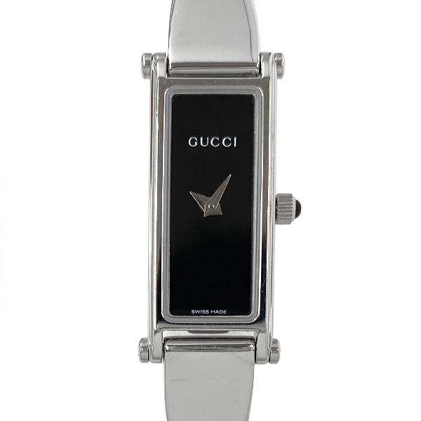 グッチ 1500L バングル ウォッチ YA015516 クォーツ ステンレススチール 黒文字盤 ブラック 長方形 GUCCI