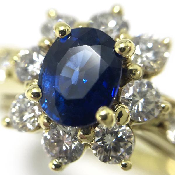 Queen [中古] クイーン 非加熱 ブルーサファイア リング 9号弱 K18YG 