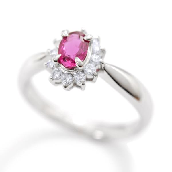 中古] Pt850 天然 ルビー0.48ct ダイヤモンド0.20ct リング 11号 