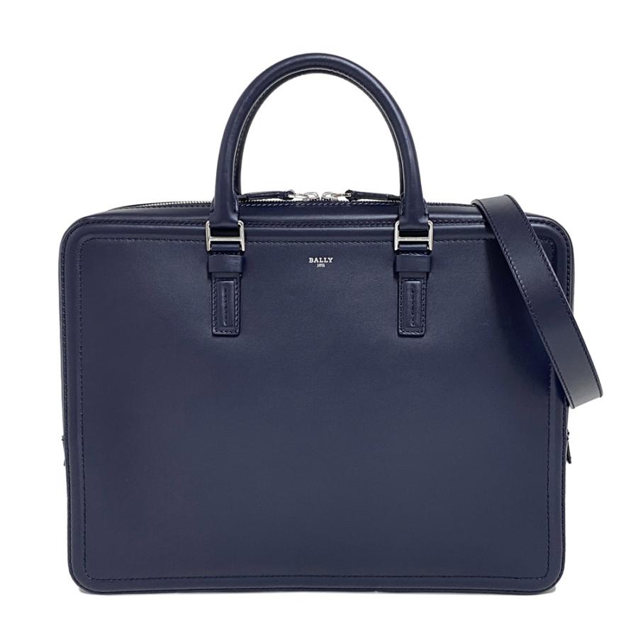 【美品】BALLY バリー 本革 ブリーフケース 大容量 A4可 ダークネイビー Bally（バリー） [中古] セルジー ビジネスバッグ ネイビー レザー A4