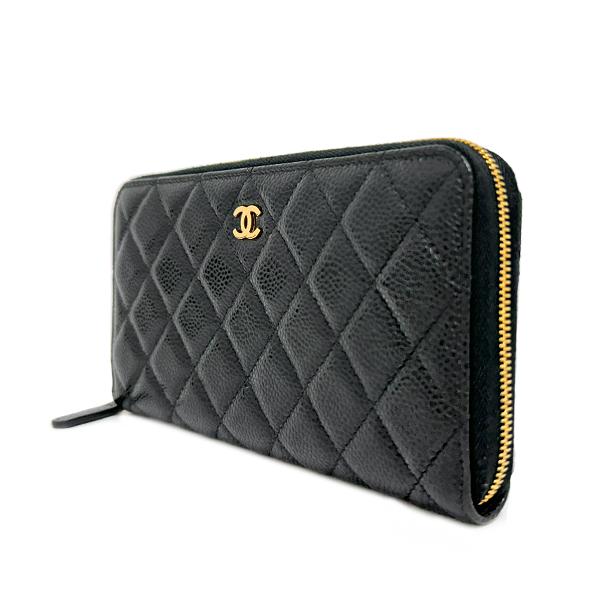 CHANEL シャネル　長財布　キャビアスキン CHANEL シャネル ホック付き長財布 キャビアスキン マトラッセ