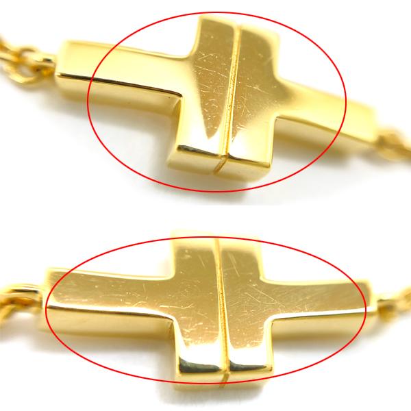 Tiffany & Co.　T TWOティファニーダブルチェーンゴールド美品 TIFFANY&Co. ティファニー T TWO ダブルチェーン ブレスレット