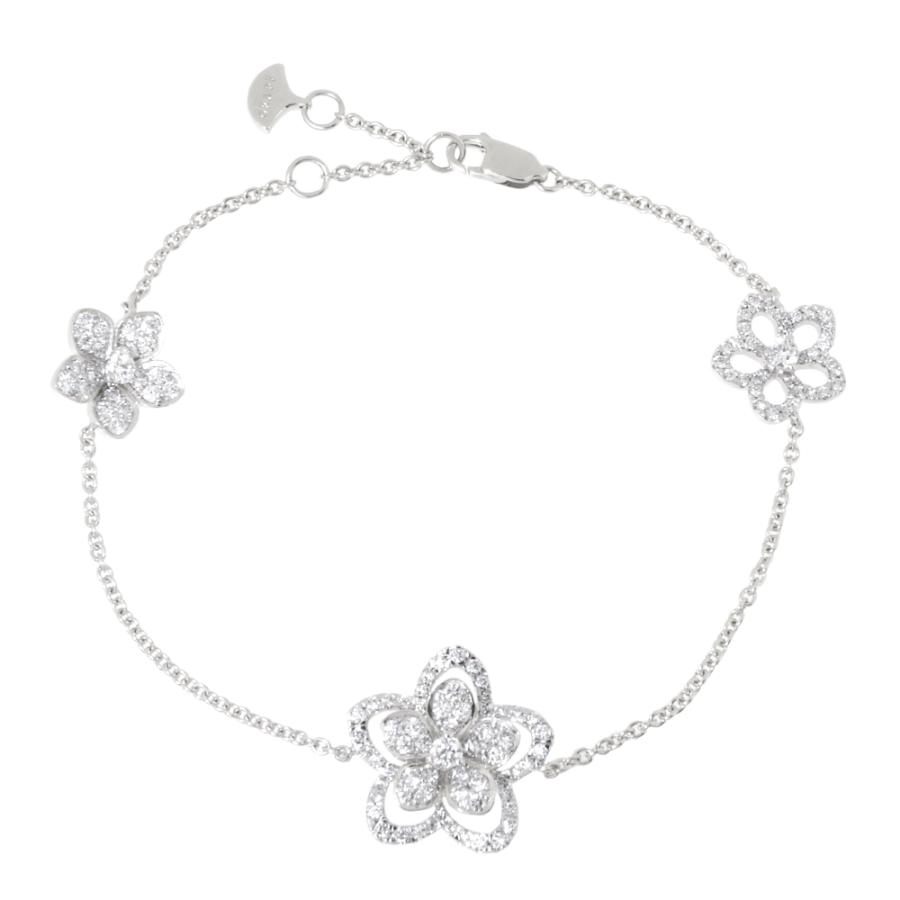 K18WG フラワー ダイヤモンド ブレスレット 0.50CT
