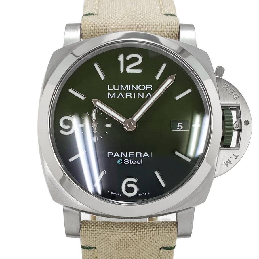 メンズ 極美品PANERAI純正レザー44mmベルトグリーングレールミノール