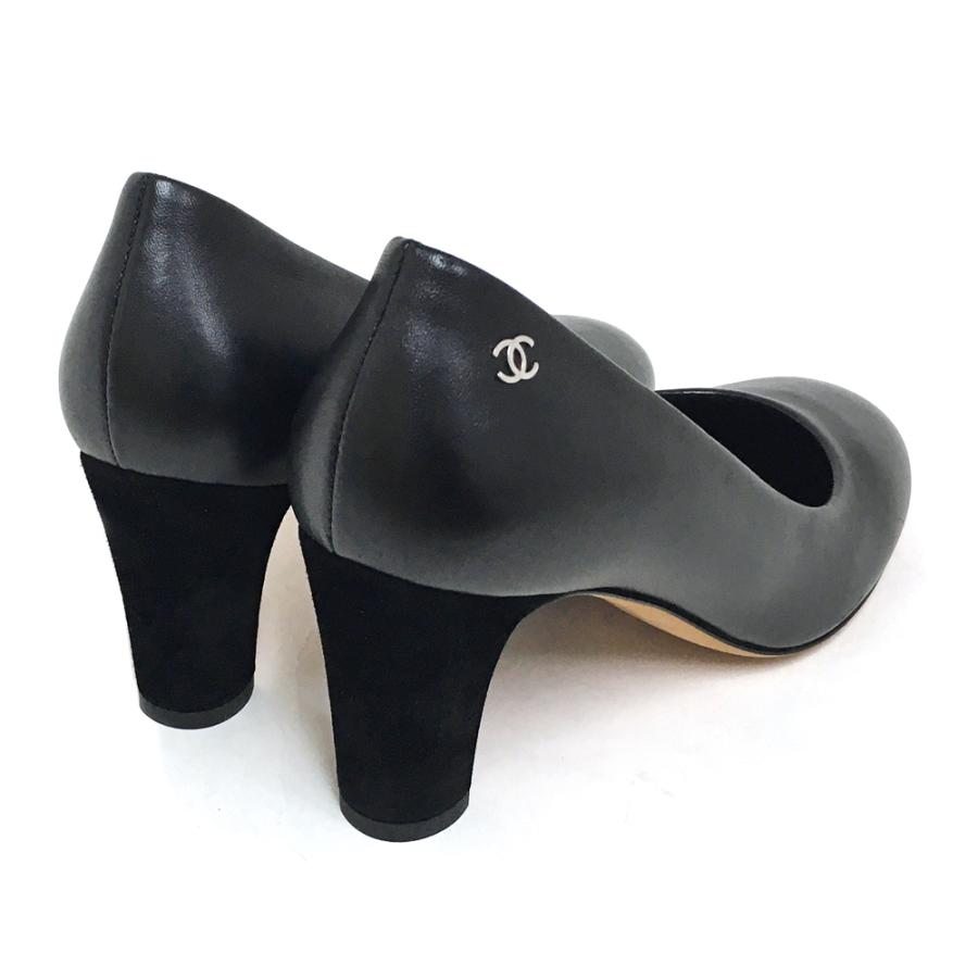 CHANEL パンプス ヒール 36ハーフ ココマーク レザー 箱付き 黒 【公式