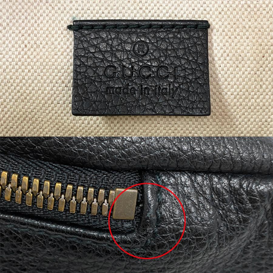 [中古] グッチ グッチプリント ウェブ レザー ベルトバッグ 4938690GCCT8164 ボディバッグ ウエストポーチ ブラック 黒 ロゴ レザー GUCCI_6