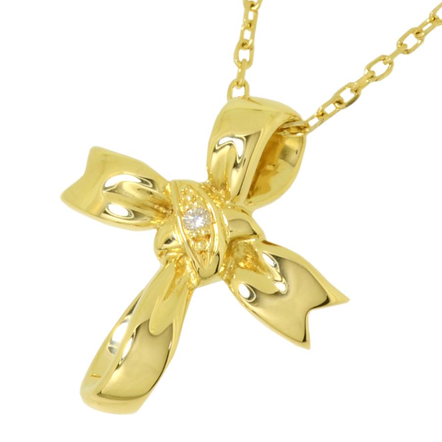 MIKIMOTO（ミキモト） [中古] K18YG クロスリボン ダイヤモンド