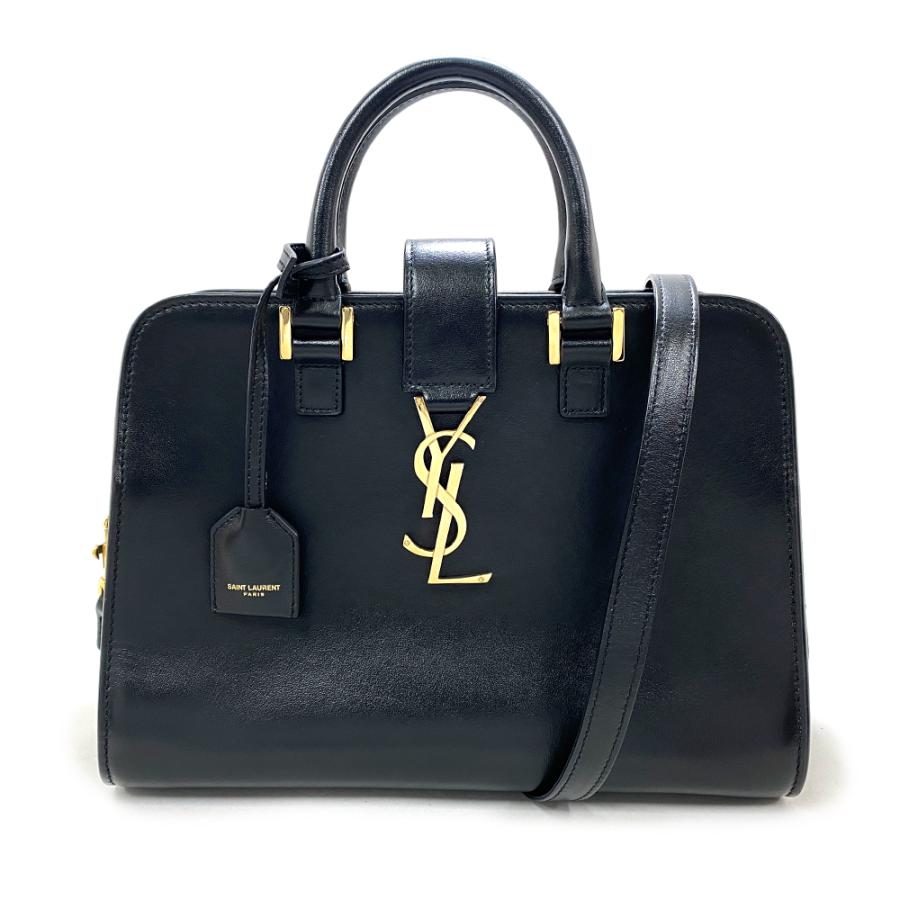 SAINT LAURENT ベビーカバス ブラックレザーハンドバッグ 極 美品 袋付 SAINT LAURENT PARIS サンローランパリ ベイビー カバス