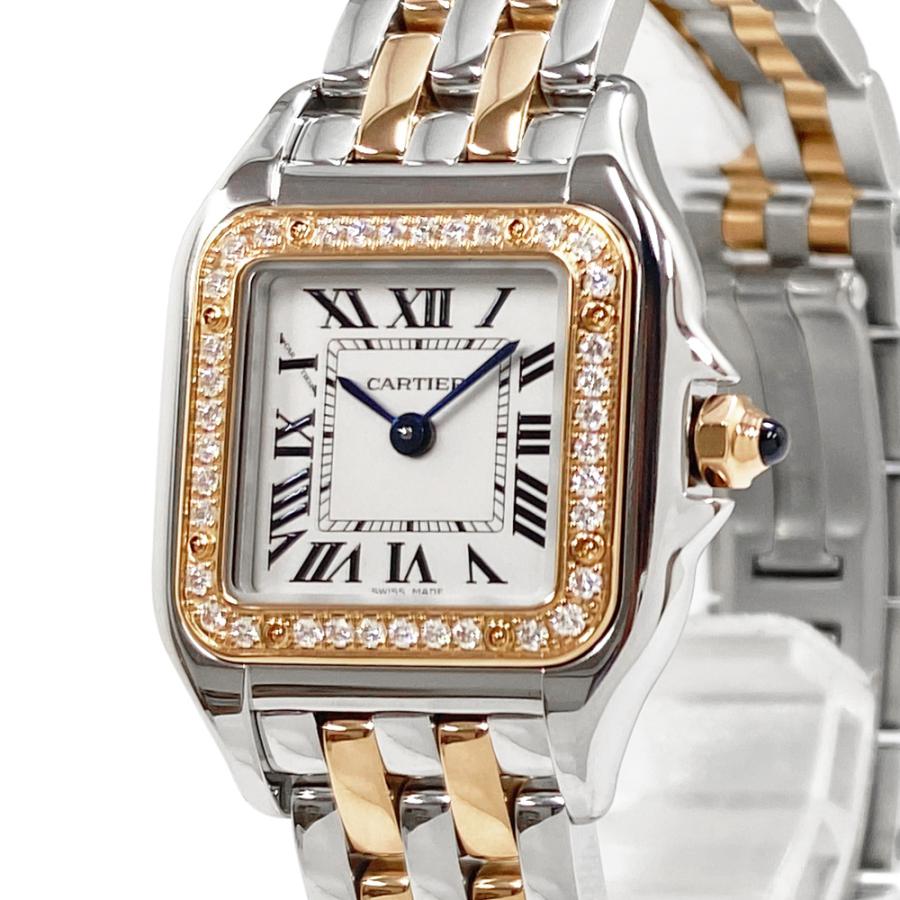 カルティエ Cartier 腕時計 パンテールSM W3PN0006 スクエア ダイヤベゼル シルバー文字盤 ローマンインデックス K18PG SS クオーツアナログ 【箱・保付き】 【中古】 Cartier - カルティエ Cartier 腕時計 パンテールSM W3PN0006 スクエア