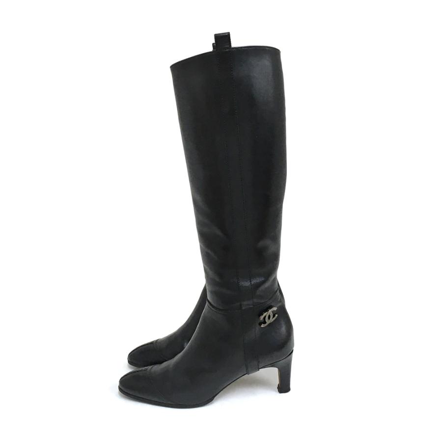 CHANEL（シャネル） [中古] レザー ロングブーツ #36 1/2 23.5cm位 