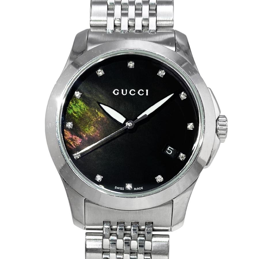 G-Timeless [中古] グッチ Gタイムレス ブラックシェル ダイヤモンド 