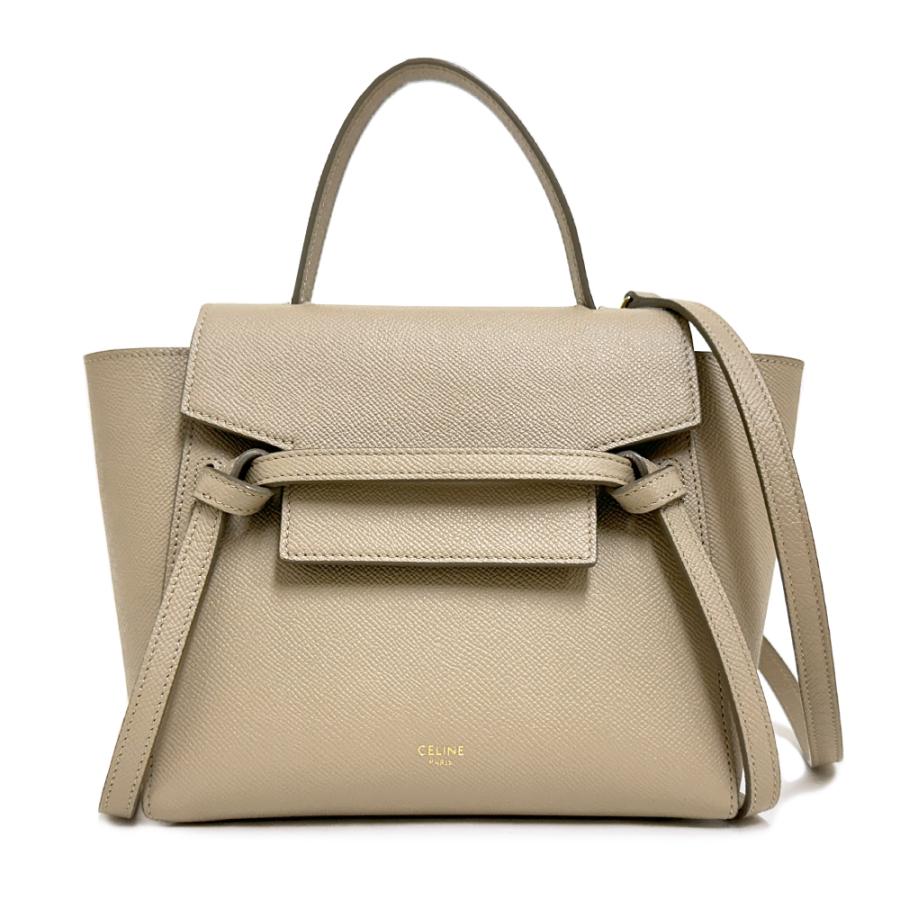 CELINE セリーヌ ベルトバッグナノ ベージュ 2way ショルダーバッグ CELINE [中古] セリーヌ ベルトバッグ ナノ 2WAY ハンドバッグ