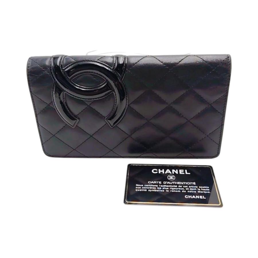 CHANEL（シャネル） 長財布 カンボン 二つ折り長財布 ブラック ×ピンク