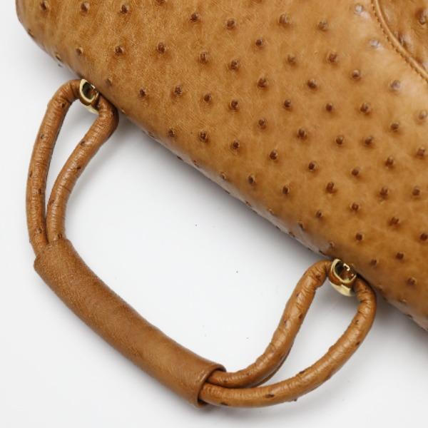 オーストリッチ ハンドバッグ ゴールド金具 ostrich ブラウン オーストリッチ ハンドバッグ ゴールド金具 ostrich ブラウン