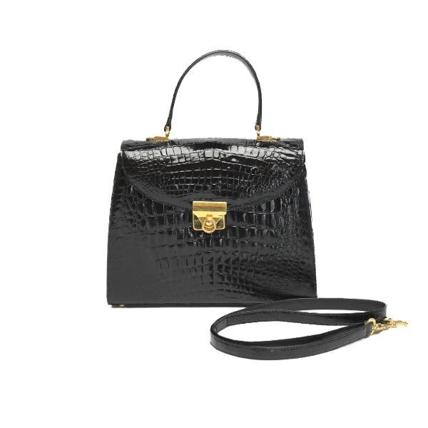 クロコダイル ハンドバッグ 2WAY ショルダーストラップ付 ショルダー 