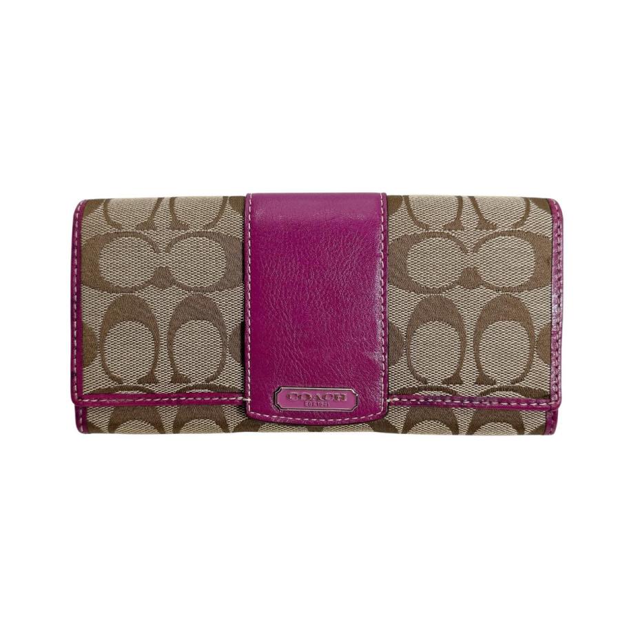 COACH（コーチ） 長財布 43412 シグネチャー 長財布 ブラウン×パープル 