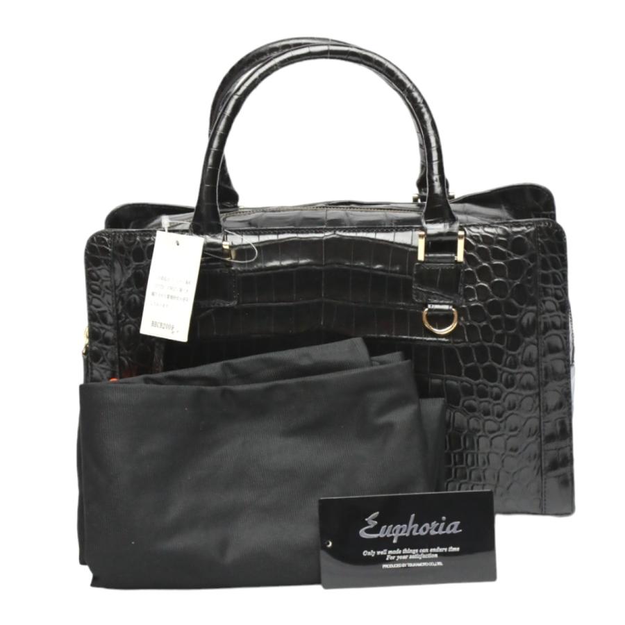 クロコダイル ハンドバッグ ミニボストンバッグ CROCODILE 黒 