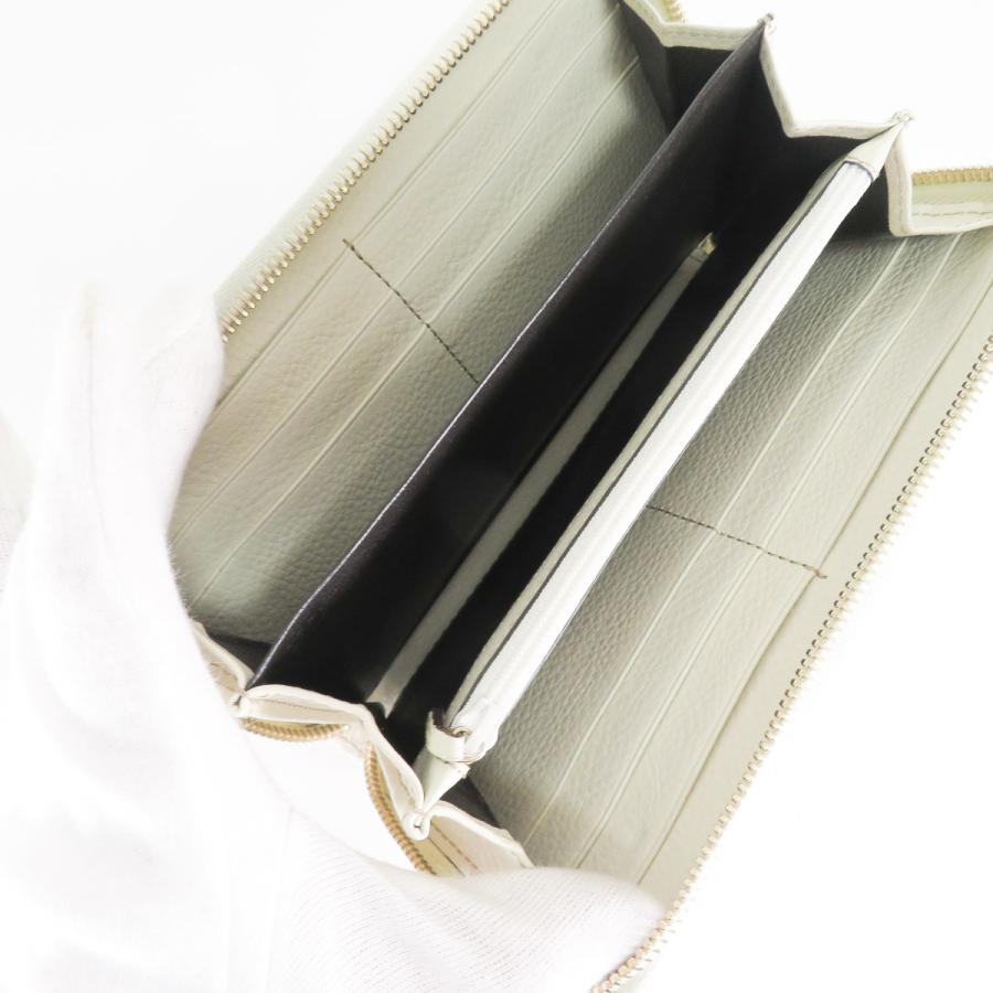 【美品】GUCCI グッチ GGシマ ラウンドファスナー アイボリー系 グッチGUCCI シマ GG柄ラウンドジップウォレット アイボリー (K