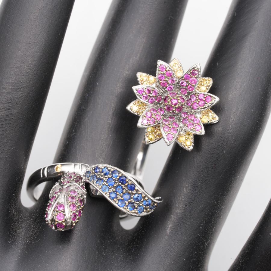 ウインク Wink リング フラワーデザイン 14K WG 3ウェイ ルビー