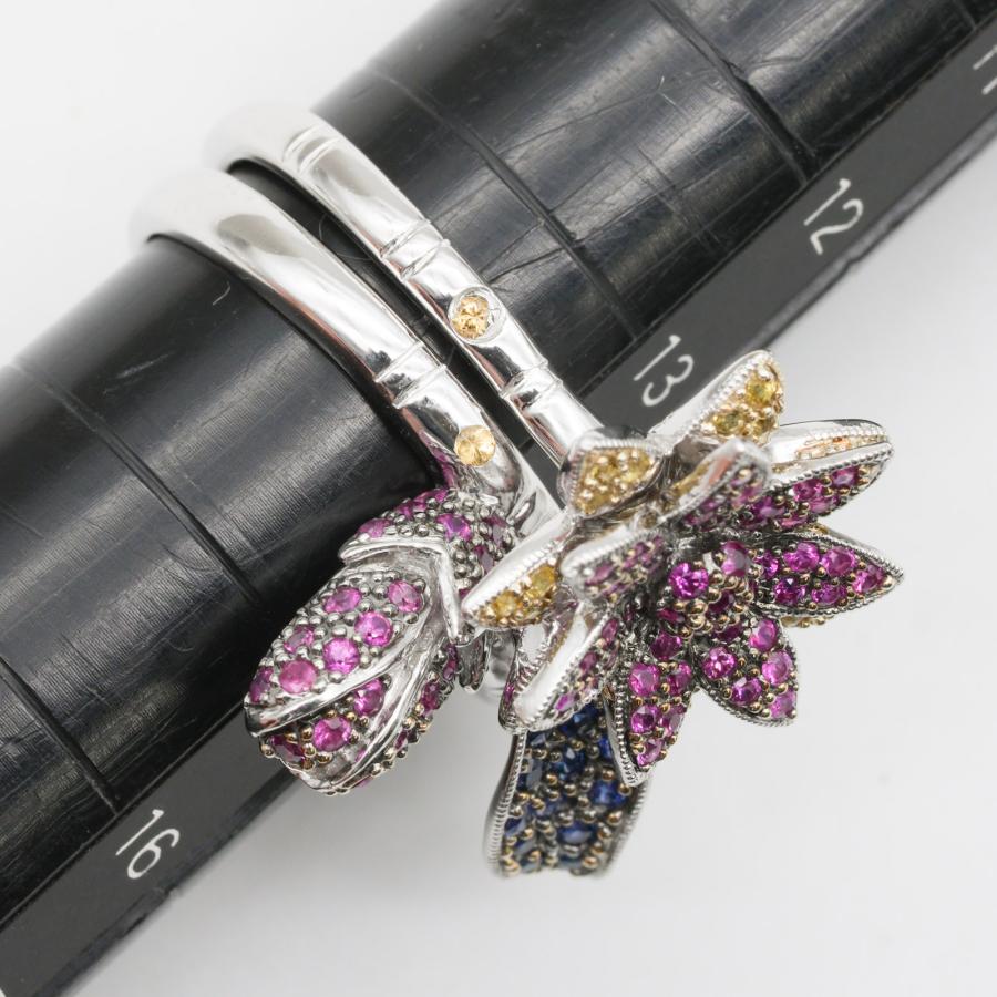 ウインク Wink リング フラワーデザイン 14K WG 3ウェイ ルビー