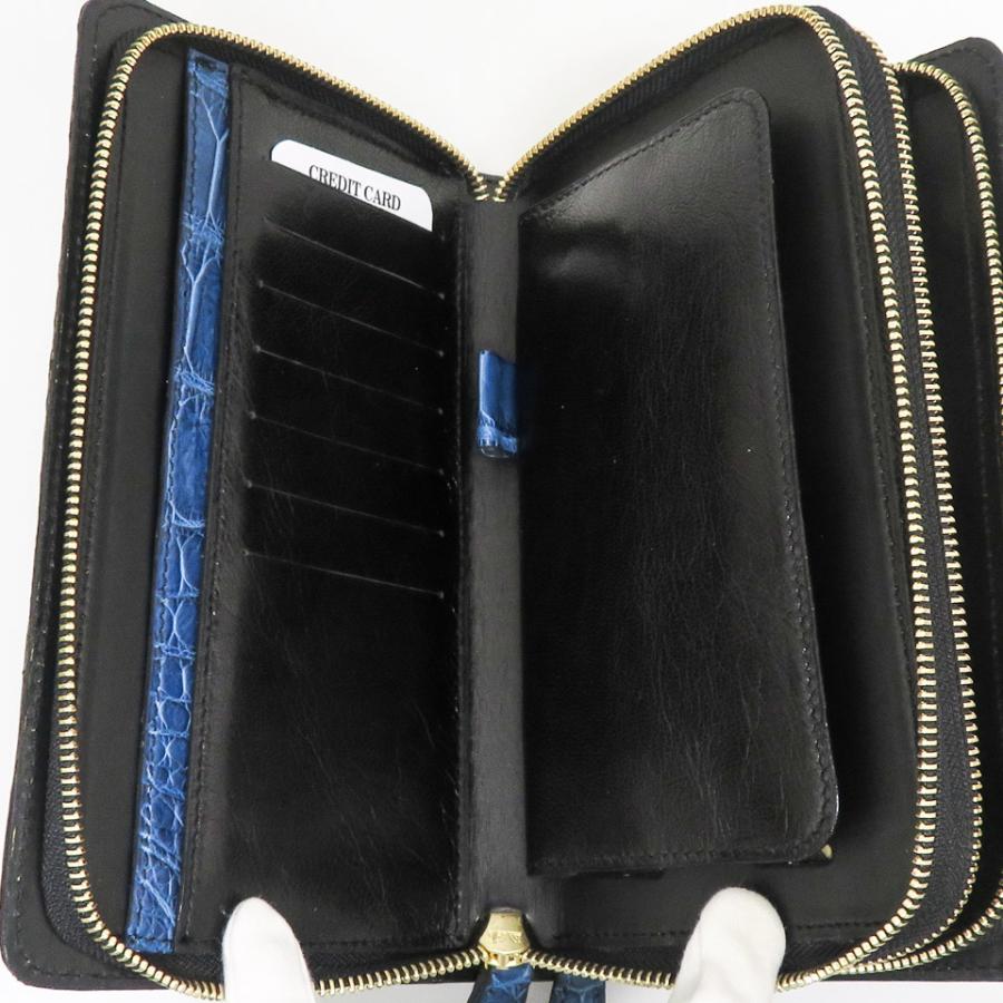 ノーブランド クロコダイル CROCODILE ダブルファスナー 長財布