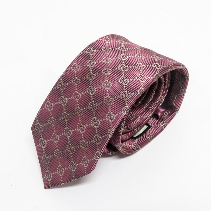 GUCCI ネクタイ GG柄 パープル シルク100% GUCCI グッチ GG（総柄） ネクタイ シルク100% パープル系 7cm幅