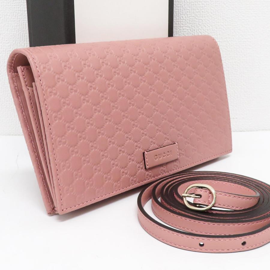 GUCCI グッチ マイクログッチシマ ショルダーウォレット／長財布
