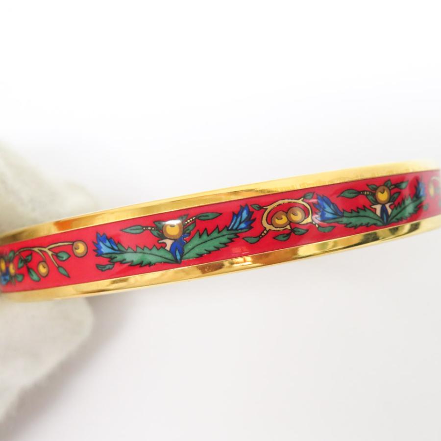 ★HERMES バングル エマイユ MM オレンジ 七宝焼き ベルト柄 ☆HERMES バングル エマイユ MM オレンジ 七宝焼き ベルト柄