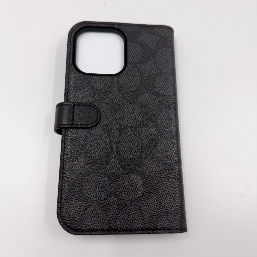COACH iPhone 15 Pro Max用フォリオケース シグネチャー 黒 COACH iPhone 15 Pro Max用フォリオケース シグネチャー 黒