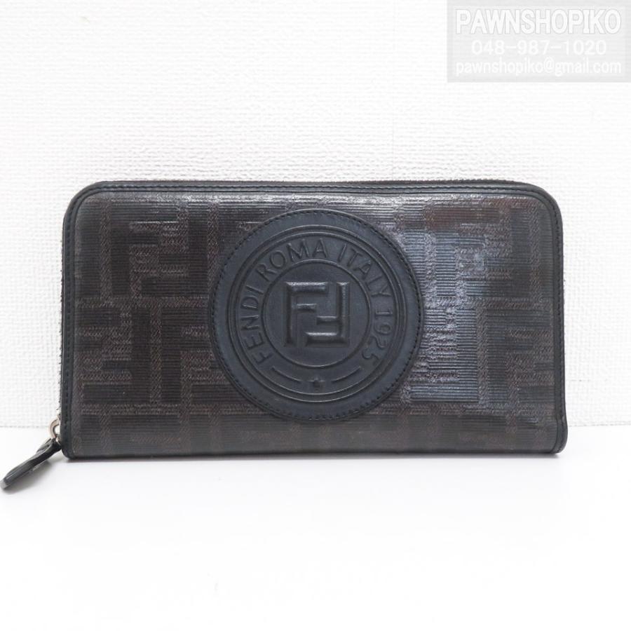 FENDI（フェンディ） ロゴ スタンプ アップリケ ラウンドファスナー長 