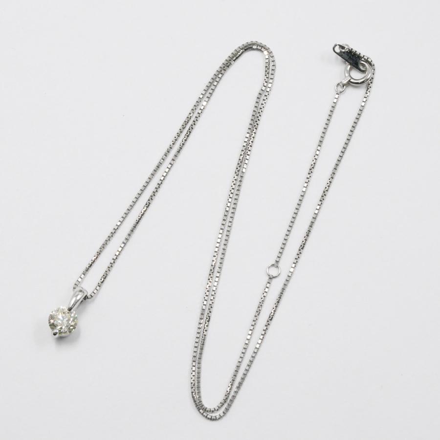 PT/PTダイヤモンドプチネックレス 40cm K18WG ダイヤモンド 0.06ct ダイヤ型モチーフ プチ ネックレス