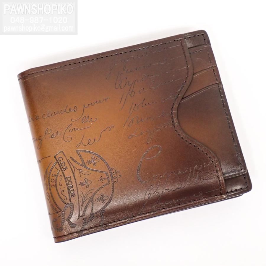 (美品) ベルルッティ Berluti メンズ マコレ ウォレット 財布　レザー Berluti ベルルッティ マコレ 2in1 スクリットレザー ウォレット