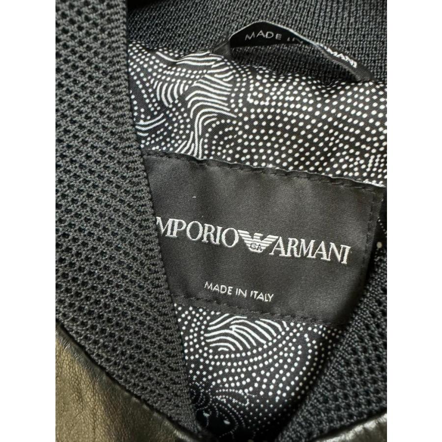 未使用品 Emporio Armani エンポリオアルマーニ ラムレザー 黒 EMPORIO ARMANI - 美品 EMPORIO ARMANI ラムレザー 黒