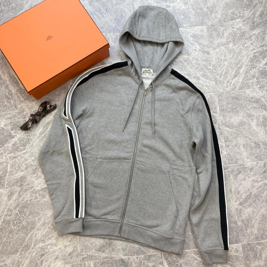 HERMES ランH パーカー　グレー HERMES（エルメス） RUN H ジップパーカー L メンズ衣類 フード 裏起毛