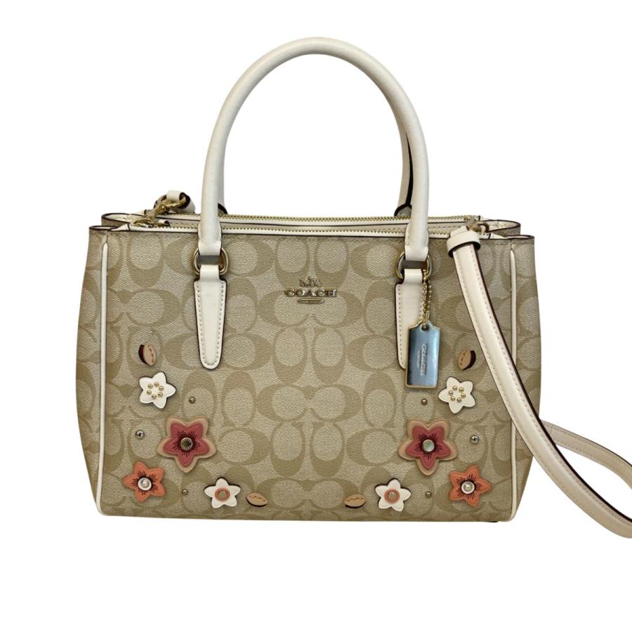 COACH 【中古】 （コーチ） シグネチャーショルダーバッグ フラワー 