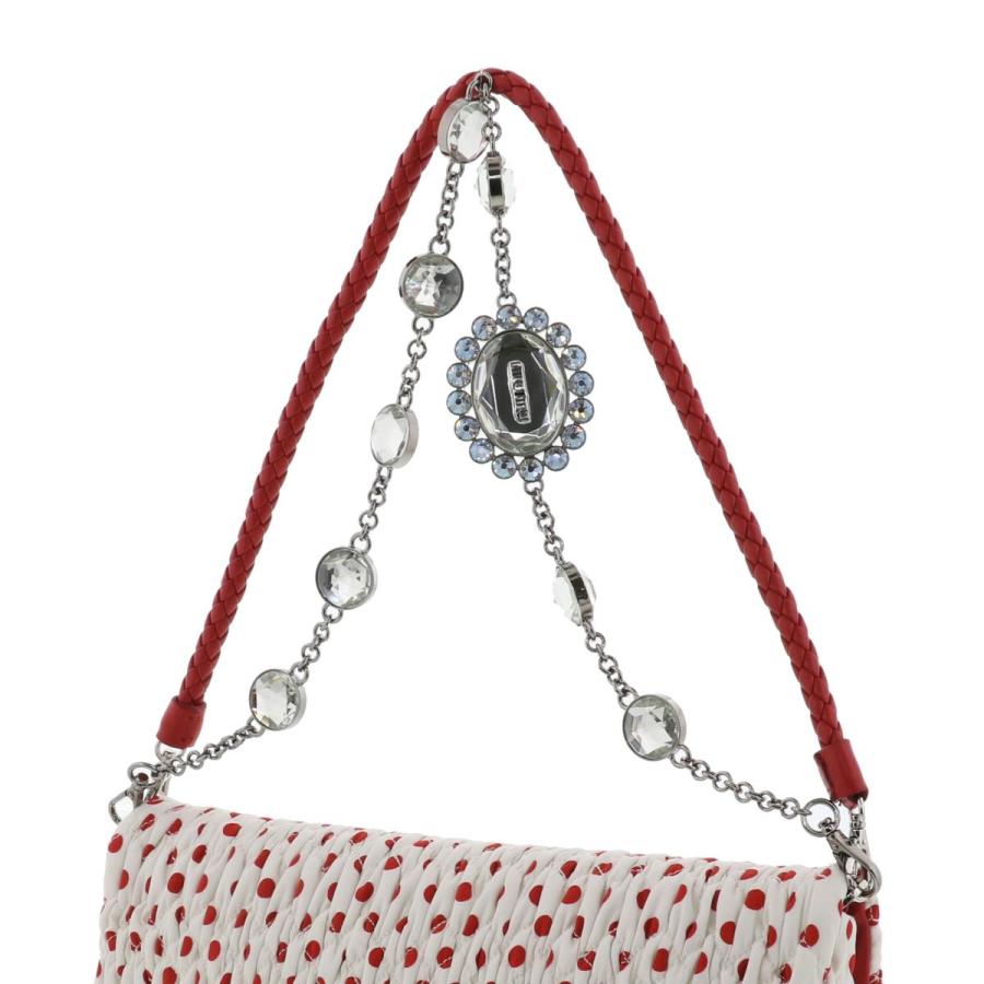 美品miumiuミュウミュウチェーンショルダー ナッパクリスタル 値下げ】MIUMIU （ミュウミュウ） ナッパクリスタル チェーン