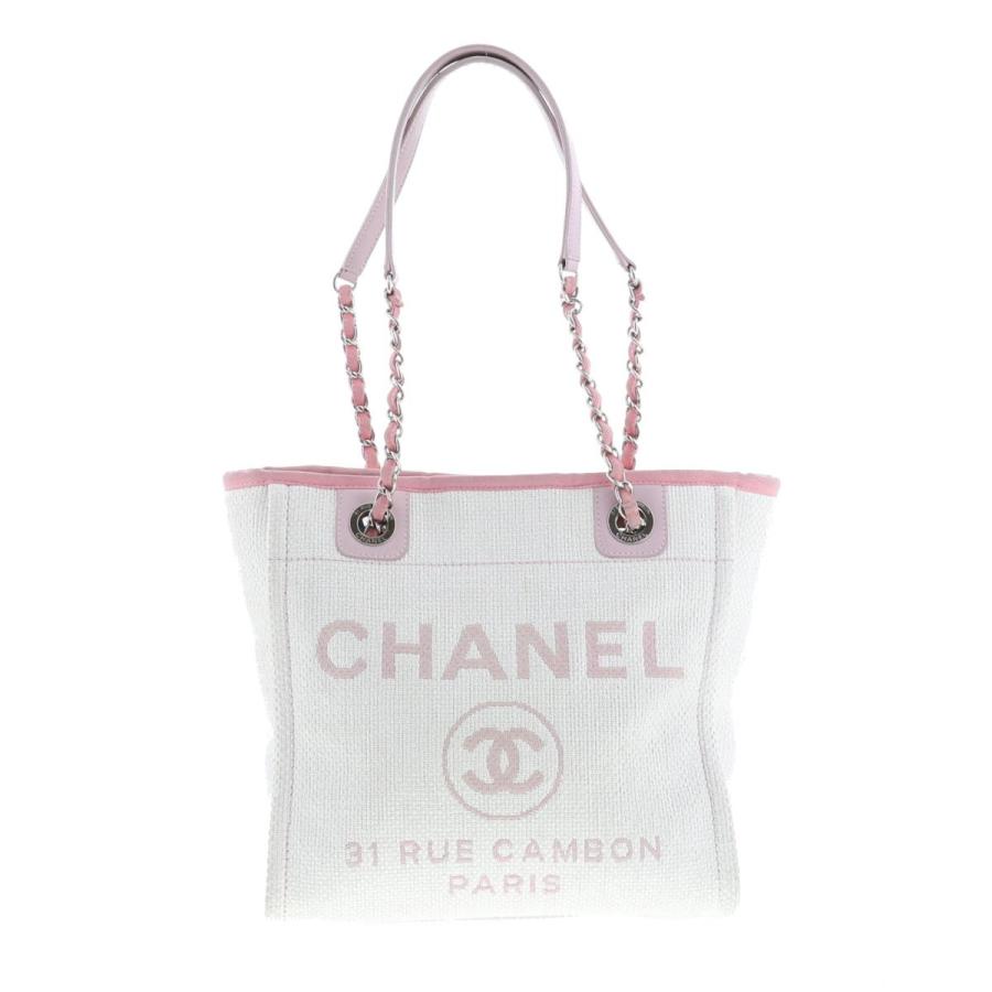 【決算セール】【即日発送・水曜定休日・木曜発送】【中古】【RI】 CHANEL （シャネル） ドーヴィルPM ストロー トートバッグ ピンク ...