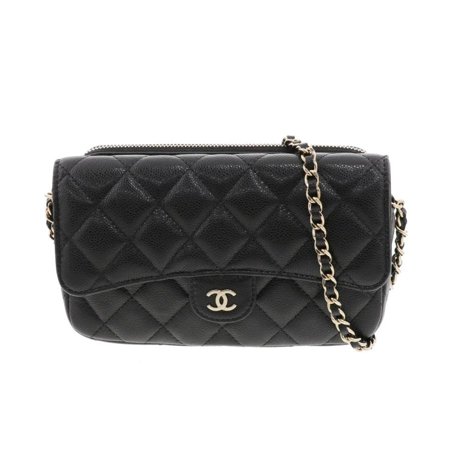 美品】 CHANEL （シャネル） マトラッセ キャビアスキン フラップ  