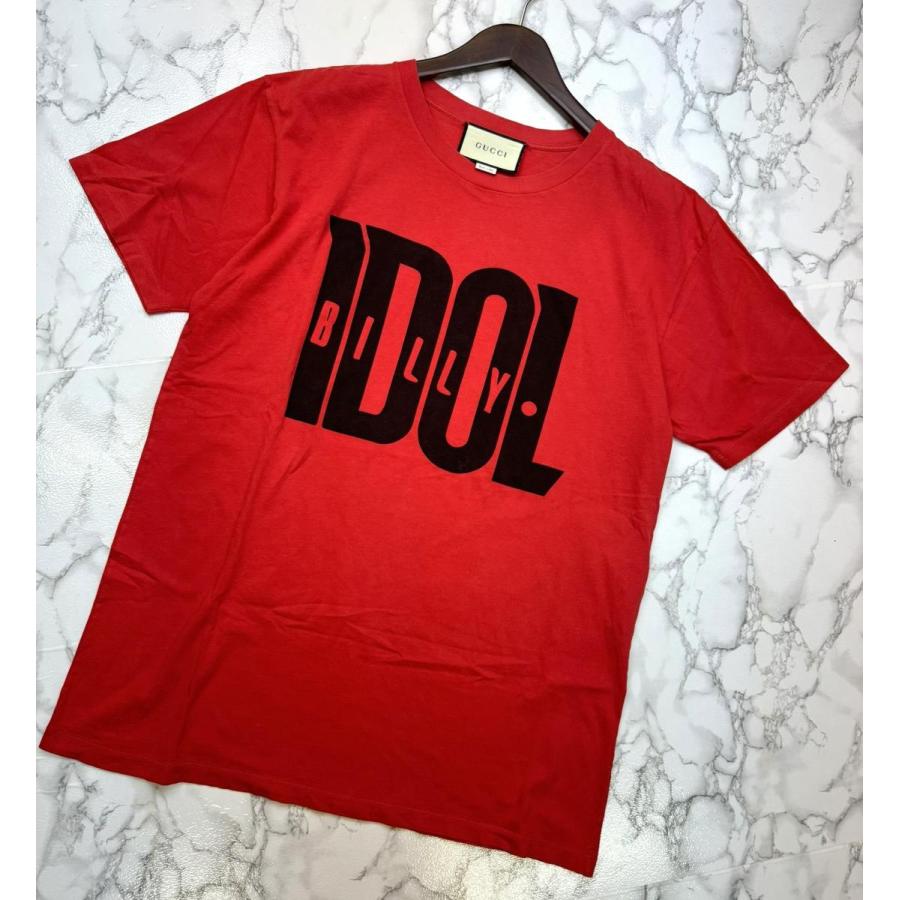 中古】 GUCCI （グッチ） BILLY IDOL ロゴプリント 半袖 Tシャツ RED