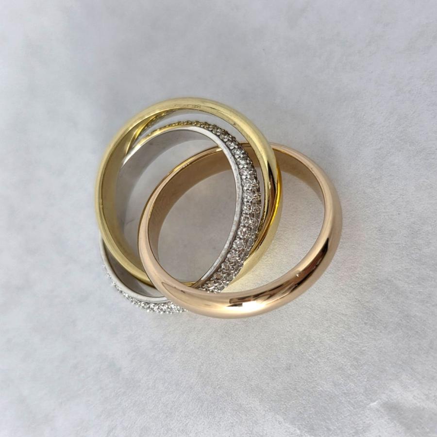 良品　カルティエ　トリニティ　クラシック(MM)　リング　#54 Cartier（カルティエ） トリニティ クラシック MM セミパヴェ