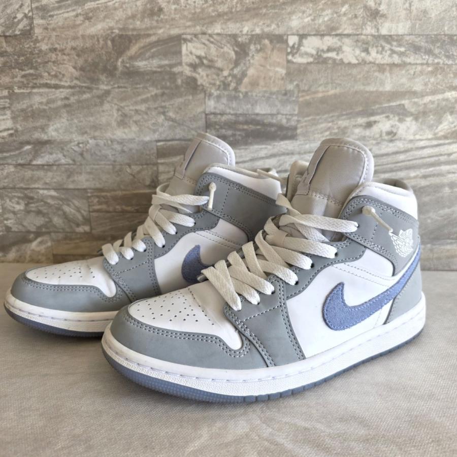 【美品】 ナイキ エアジョーダン 1 ミッド ウルフグレー NIKE（ナイキ） エアジョーダン 1 ミッド AIR JORDAN 1 MID ウルフ